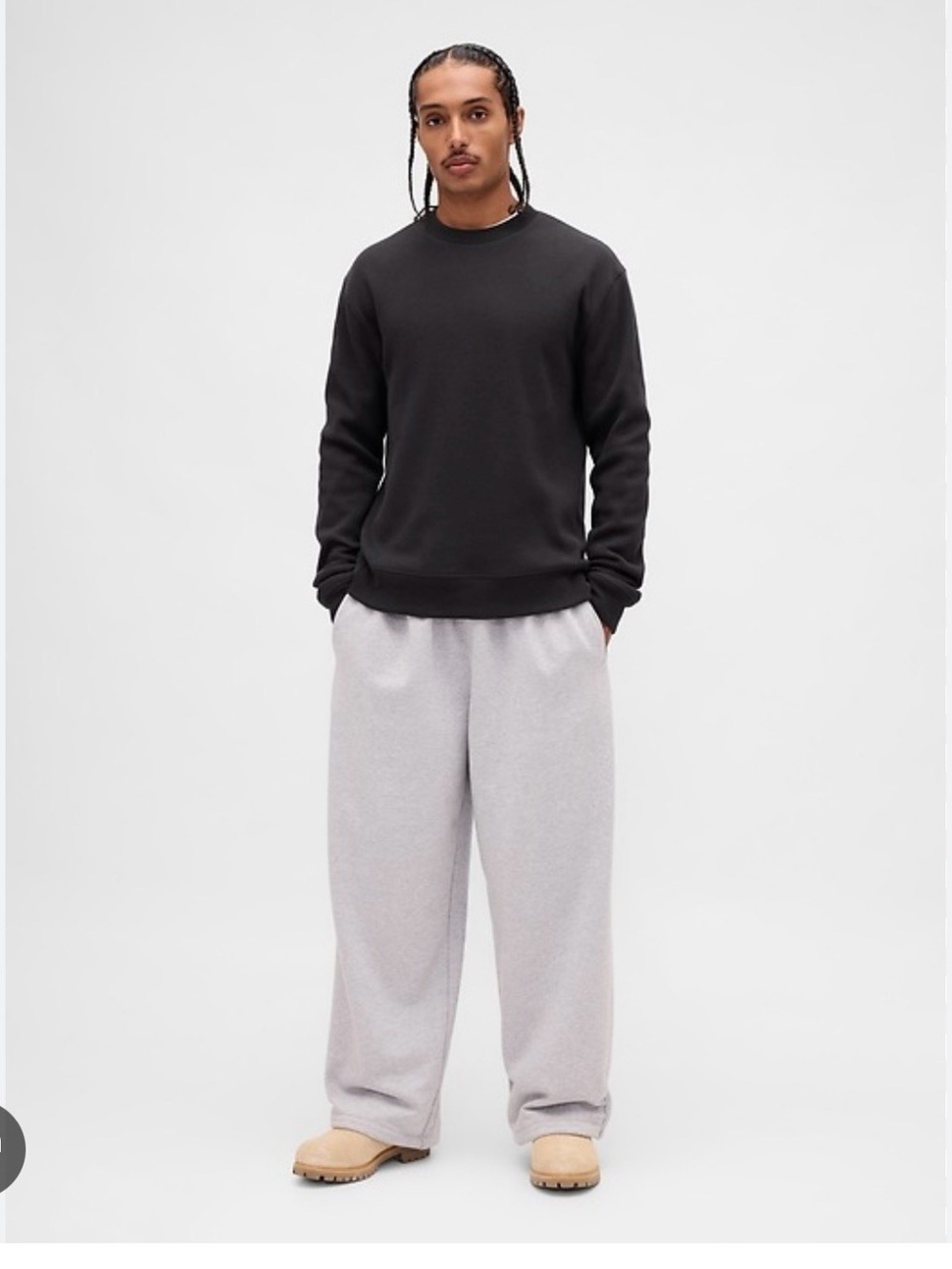 Gal Men's Black Crewneck Oversized Thermal - Classic Everyday Pullover
